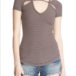 Free People Frenchie Striped Cut-Out tee